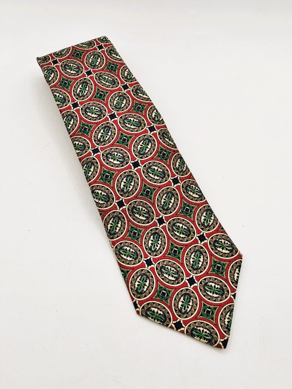 Vtg 90s Polo Ralph Lauren for Nordstrom Red Black Gold Oval Silk Tie SHIPS FREE!
